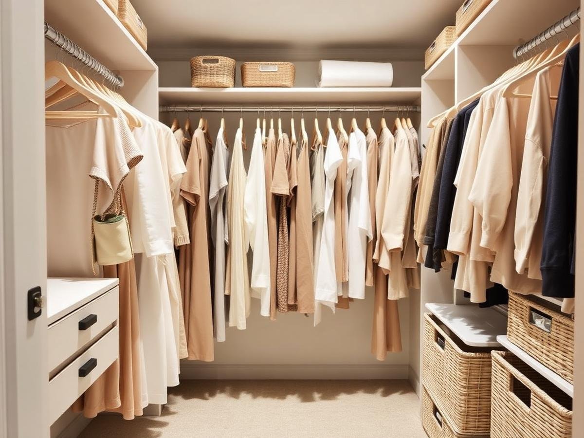 Immaculately organized walk-in closet