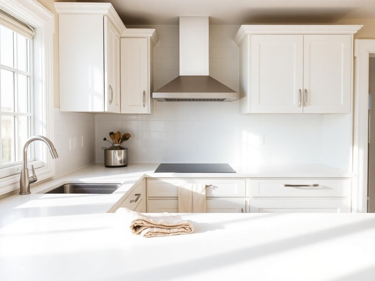 Spotless bright coastal kitchen after a professional clean